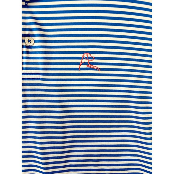 Rhoback Polo Shirt Mens Size Large Blue White Striped Golf Short Sleeve Preppy - Picture 2 of 6